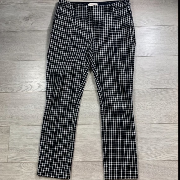 Anthropologie Essential Slim Grid Ankle Trouser Pants - Picture 2 of 4